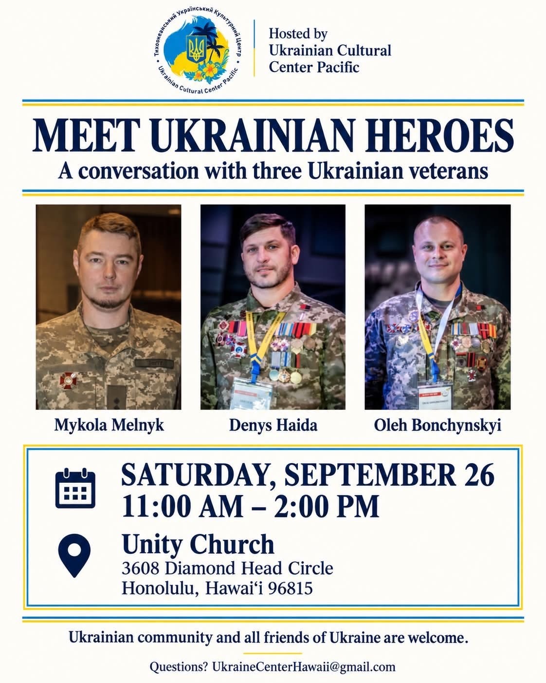 Meet Three Ukrainian Veterans in Honolulu - Events - www.sharvarok.com