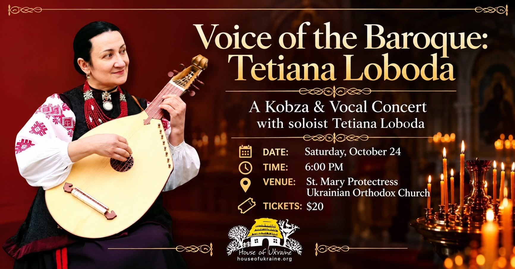 Voice of the Baroque: Tetiana Loboda Kobza & Vocal Concert Voice of the Baroque: Tetiana Loboda Kobza & Vocal Concert - Events - www.sharvarok.com